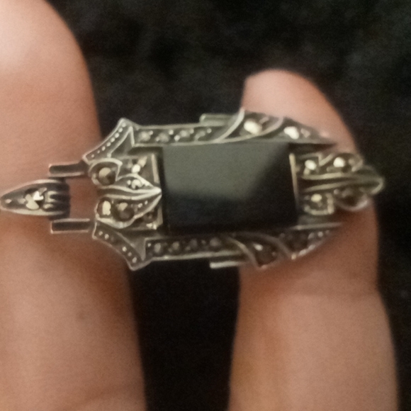 Vintage Black onyx pendant 925 with a box chain. - Picture 2 of 11
